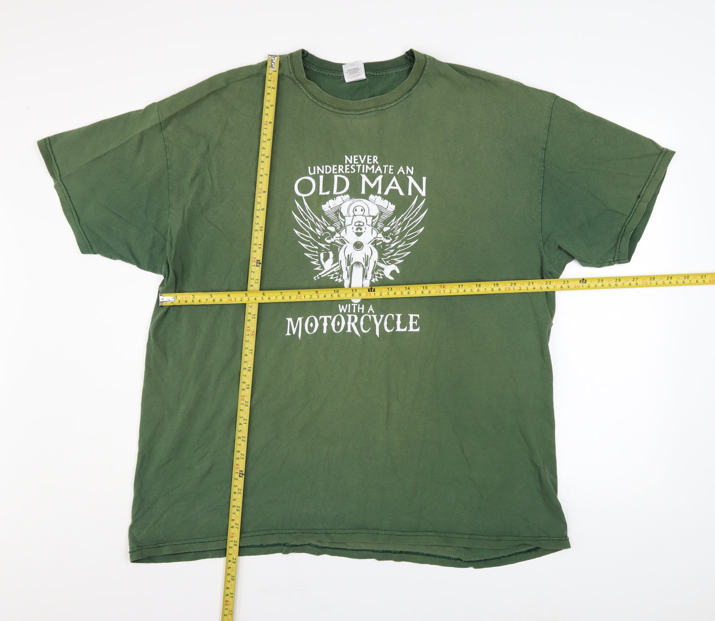 Fruit of the Loom Men's Green 2XL Biker Graphic Cotton T-Shirt