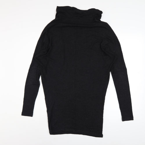 Label Lab Women’s Black Wool Blend Cowl Neck Tunic Jumper Size 12