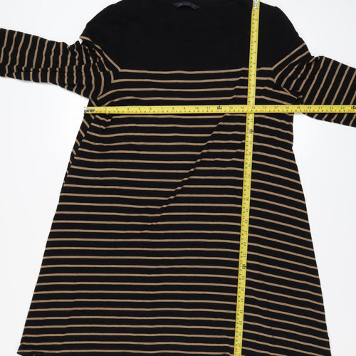 Marks and Spencer Women Black Striped A-Line Jersey Dress Size 16