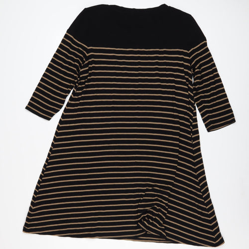 Marks and Spencer Women Black Striped A-Line Jersey Dress Size 16