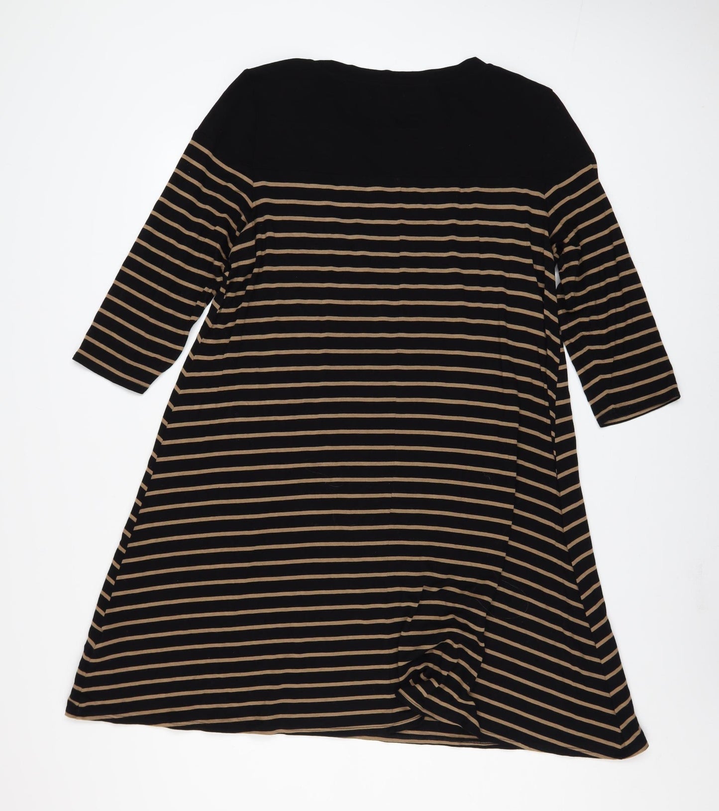 Marks and Spencer Women Black Striped A-Line Jersey Dress Size 16