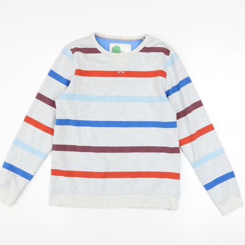 Boden Boys Grey Striped Pullover Sweatshirt 11-12 Years Long Sleeve
