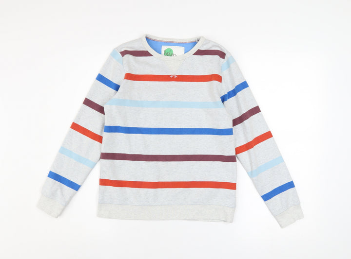 Boden Boys Grey Striped Pullover Sweatshirt 11-12 Years Long Sleeve