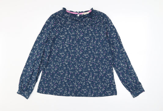 White Stuff Womens Blue Floral Long Sleeve Tunic Blouse Size 12