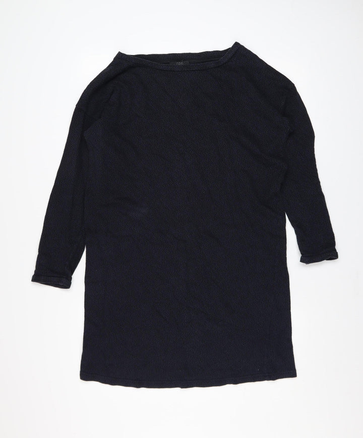 COS Women Black Cotton Shift Dress Size S 3/4 Sleeve Knee Length