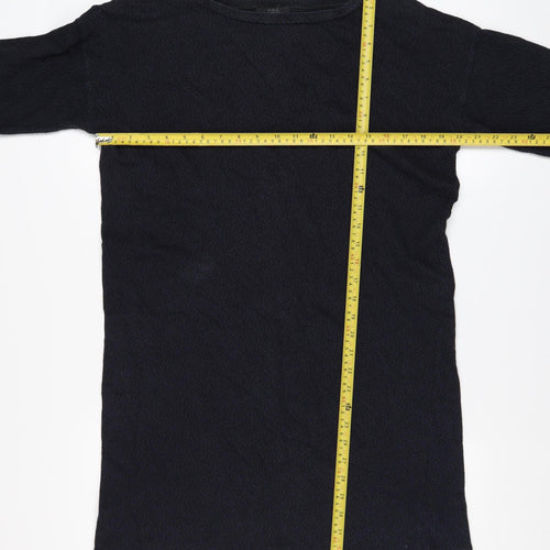 COS Women Black Cotton Shift Dress Size S 3/4 Sleeve Knee Length
