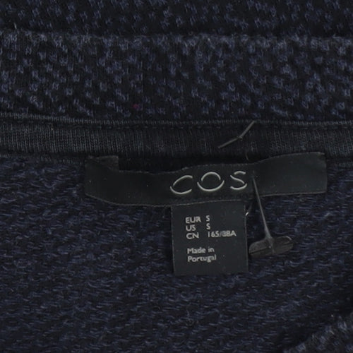 COS Women Black Cotton Shift Dress Size S 3/4 Sleeve Knee Length