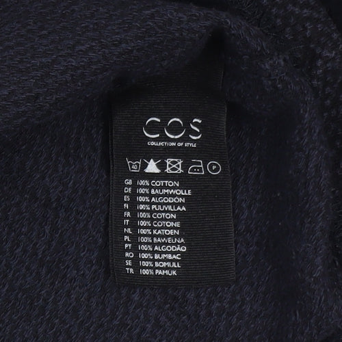 COS Women Black Cotton Shift Dress Size S 3/4 Sleeve Knee Length