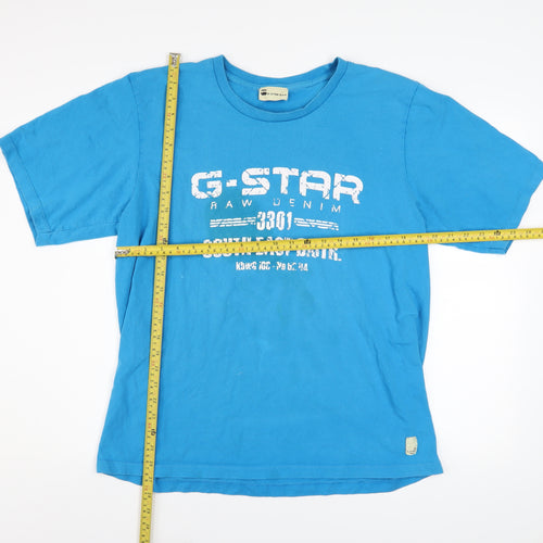 G-Star Raw Men Blue Graphic Print Cotton Short Sleeve T-Shirt XL