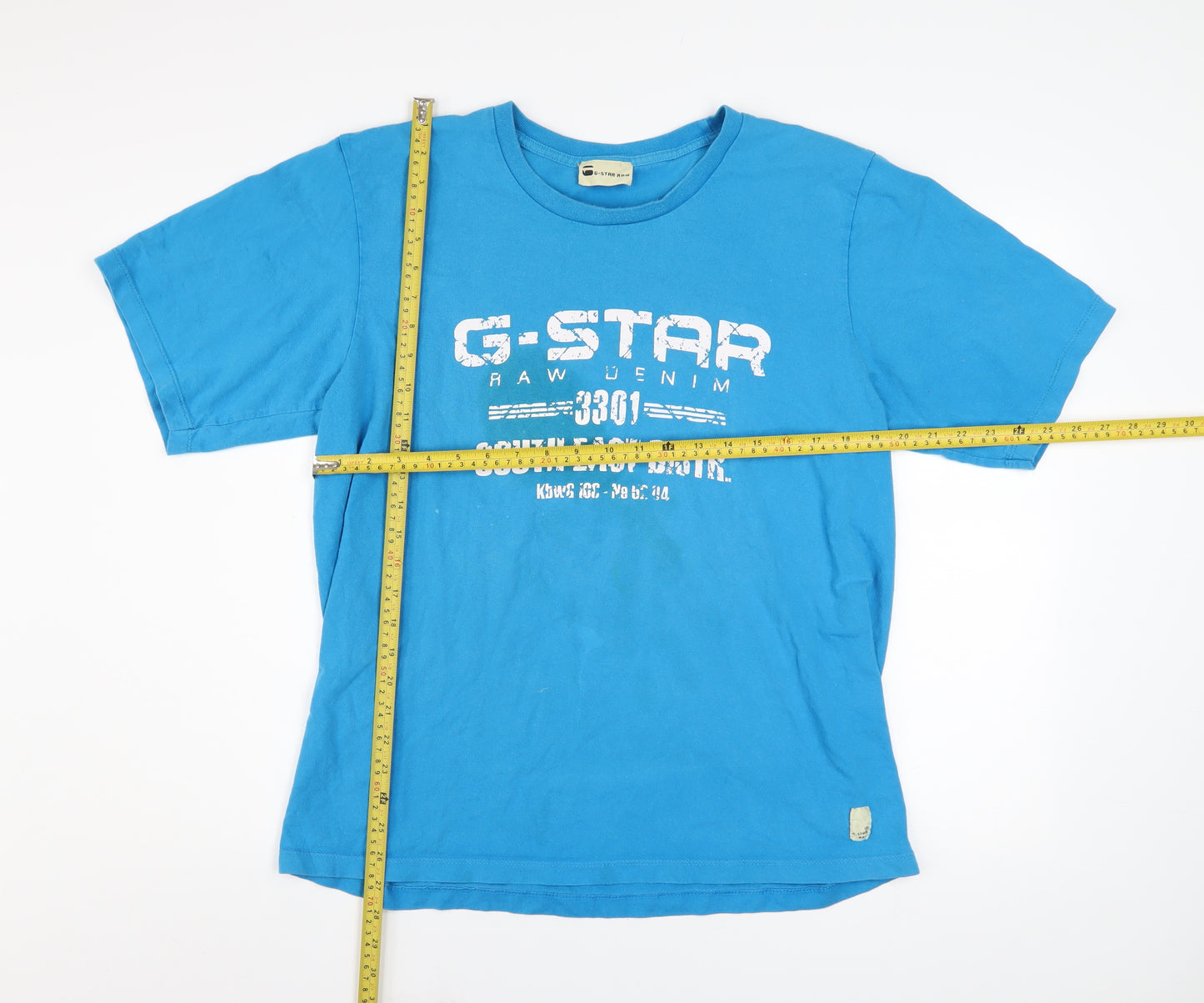 G-Star Raw Men Blue Graphic Print Cotton Short Sleeve T-Shirt XL