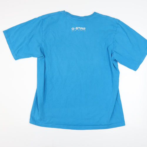 G-Star Raw Men Blue Graphic Print Cotton Short Sleeve T-Shirt XL