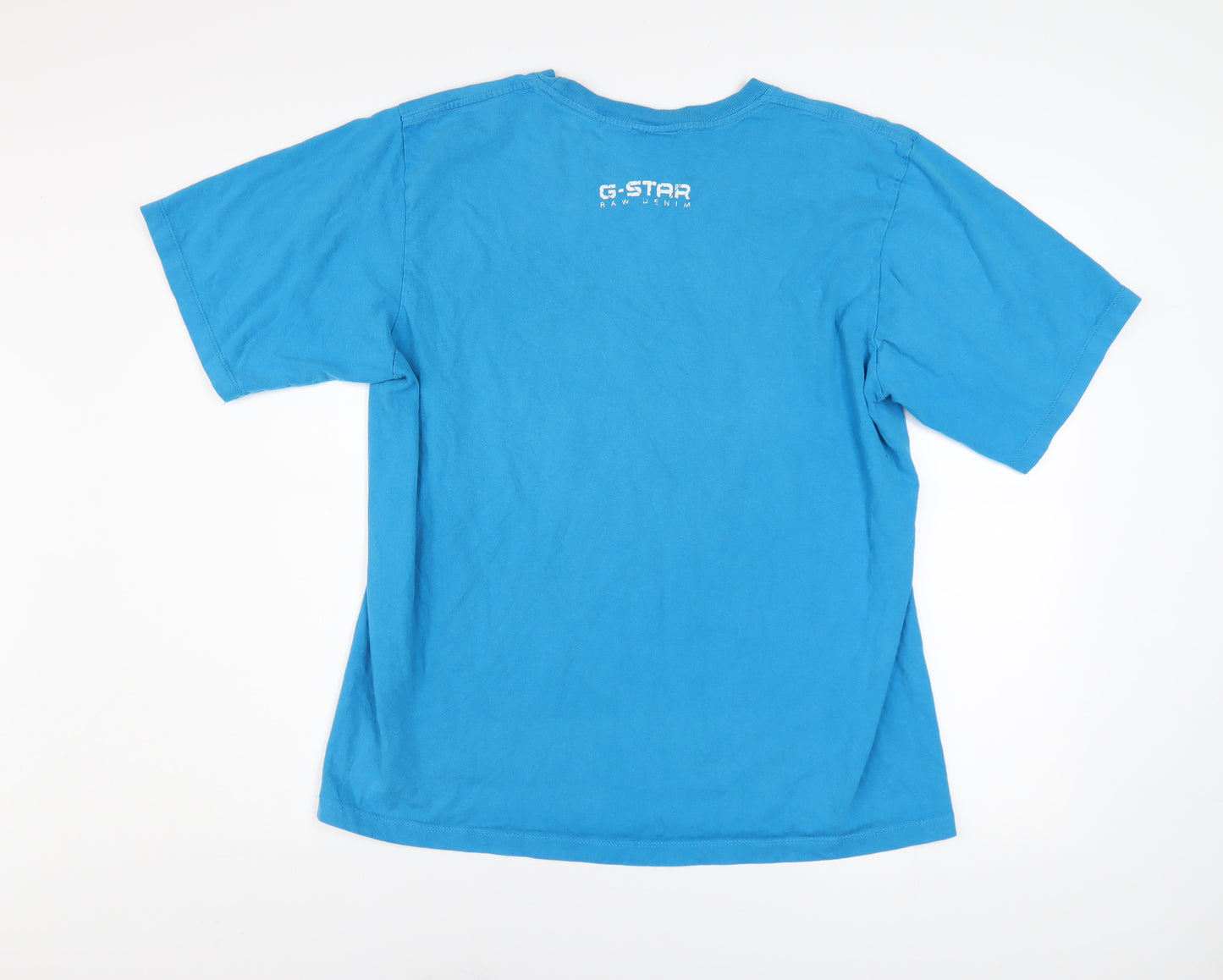 G-Star Raw Men Blue Graphic Print Cotton Short Sleeve T-Shirt XL