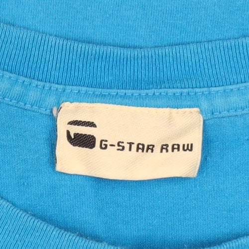 G-Star Raw Men Blue Graphic Print Cotton Short Sleeve T-Shirt XL