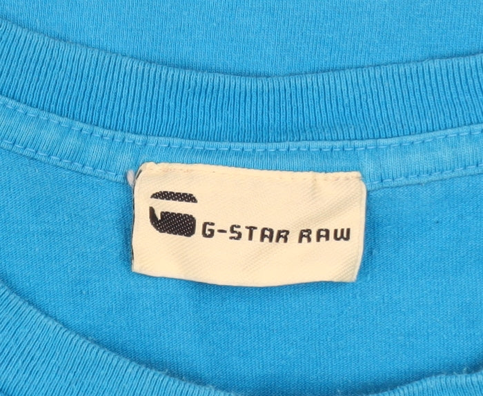 G-Star Raw Men Blue Graphic Print Cotton Short Sleeve T-Shirt XL