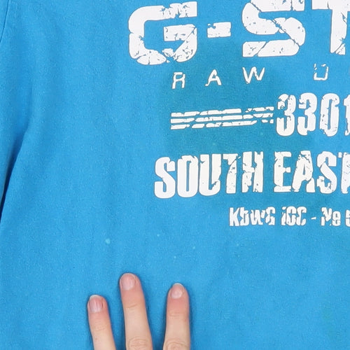 G-Star Raw Men Blue Graphic Print Cotton Short Sleeve T-Shirt XL