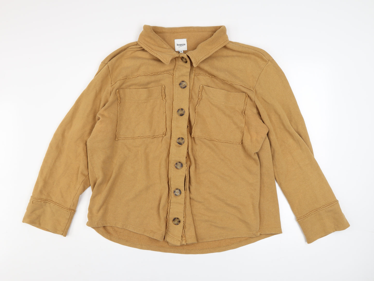 Kensie Jeans Women’s Brown Cotton Button Up Basic Jacket XL