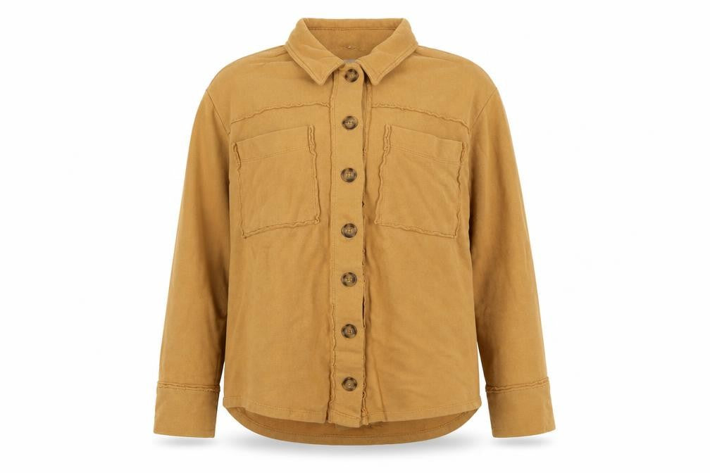 Front view of Kensie Jeans Women’s Brown Cotton Button Up Basic Jacket XL