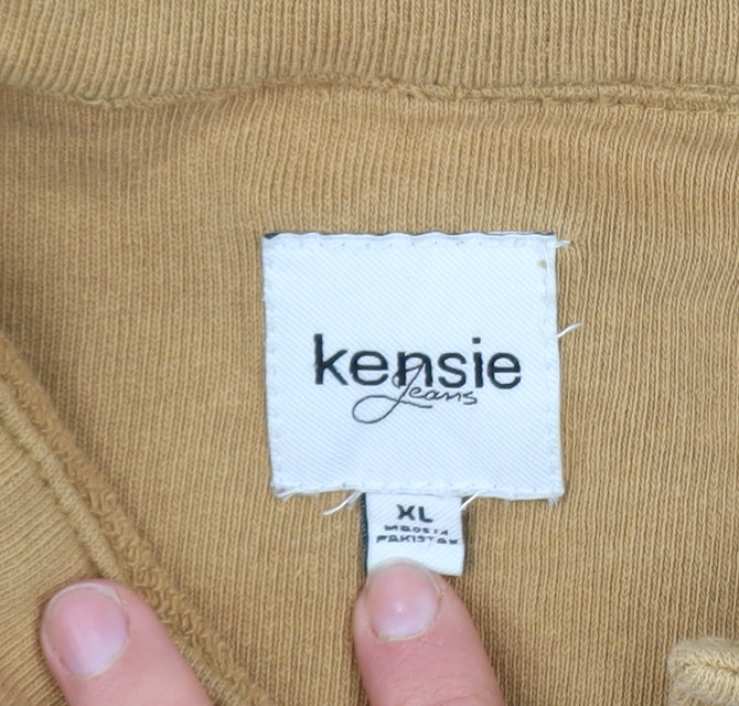 Kensie Jeans Women’s Brown Cotton Button Up Basic Jacket XL