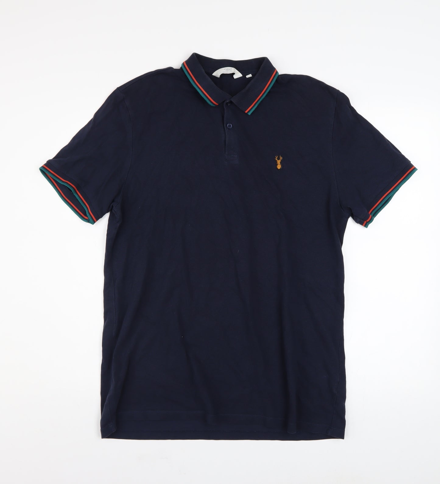Next Men’s Blue Polo Shirt L Regular Fit Cotton Stretch