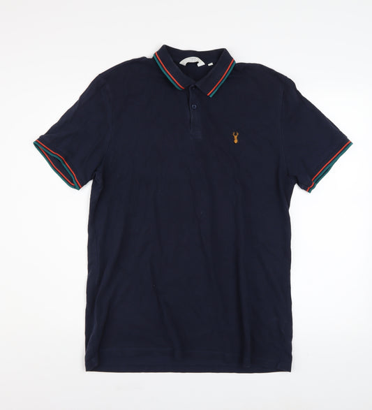 Next Men’s Blue Polo Shirt L Regular Fit Cotton Stretch