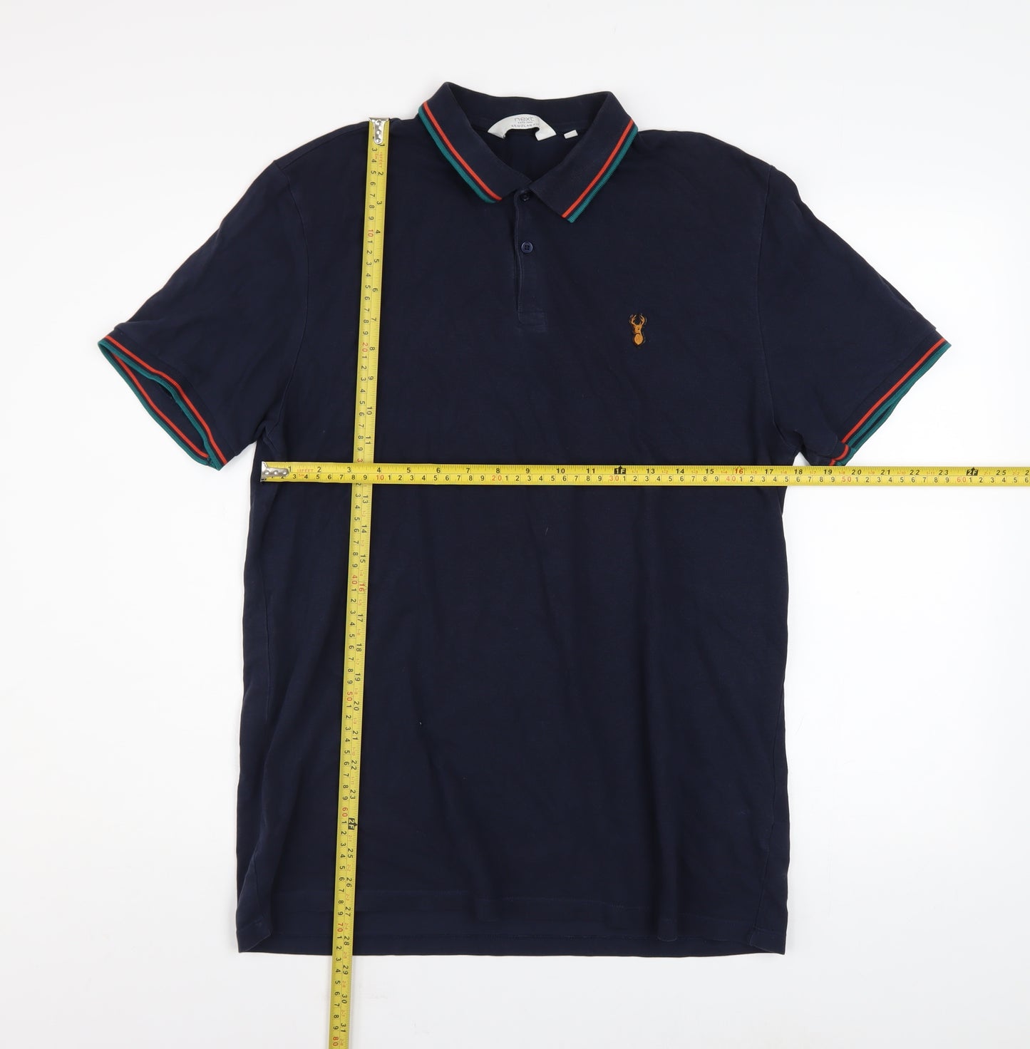 Next Men’s Blue Polo Shirt L Regular Fit Cotton Stretch