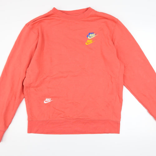Nike Men's Red Embroidered Logo Pullover Sweatshirt Size M