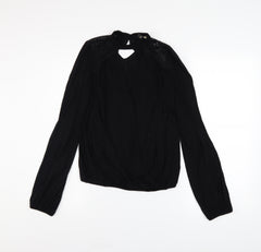 Lipsy Women’s Black Long Sleeve Lace Wrap Blouse UK 10