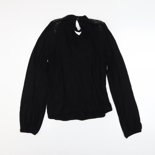 Lipsy Women’s Black Long Sleeve Lace Wrap Blouse UK 10