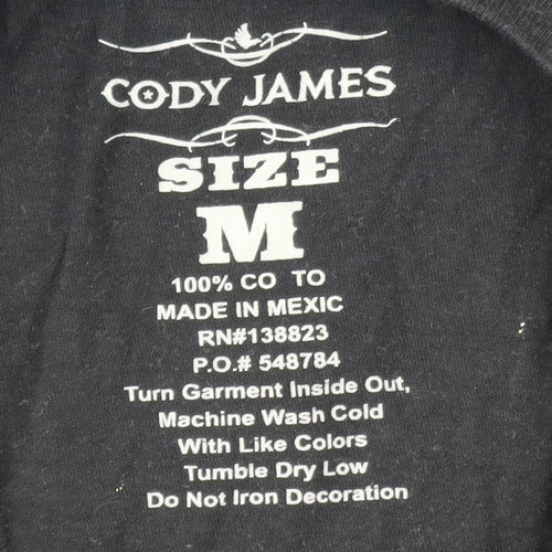 Cody James Men's Black Graphic T-Shirt Medium Crew Neck Cotton