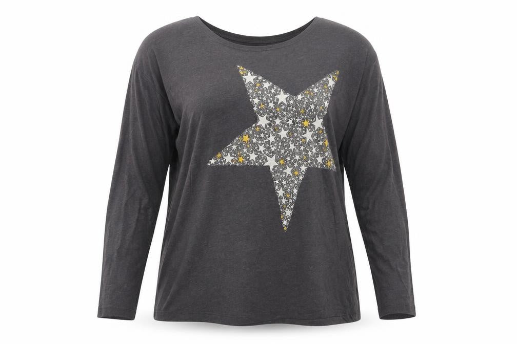 Front view of Marks & Spencer Women Grey Star Pullover Sweatshirt XL Cotton Blend