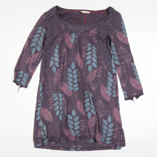White Stuff Women’s Purple Floral Shift Dress Size 10 3/4 Sleeve