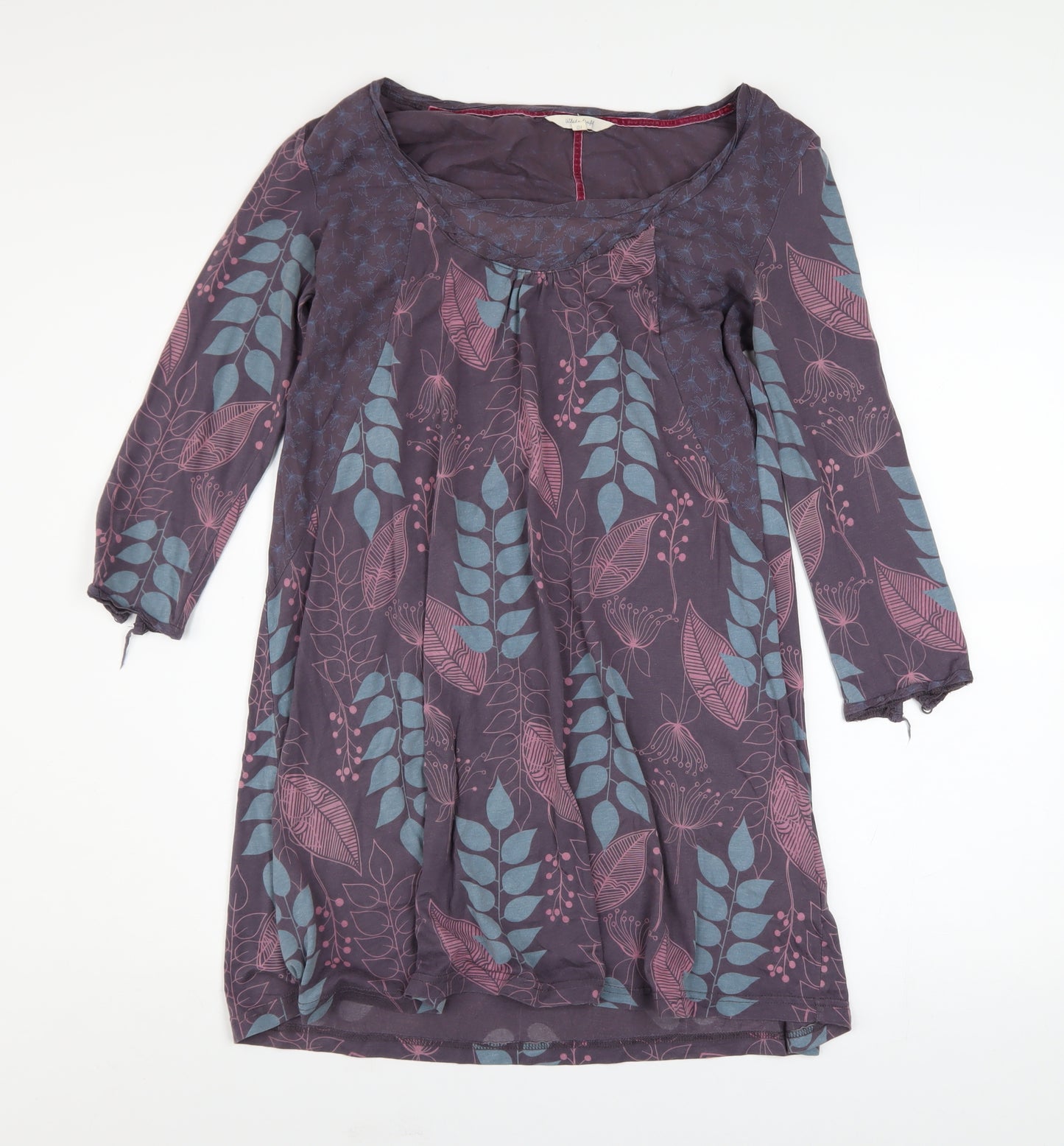 White Stuff Women’s Purple Floral Shift Dress Size 10 3/4 Sleeve