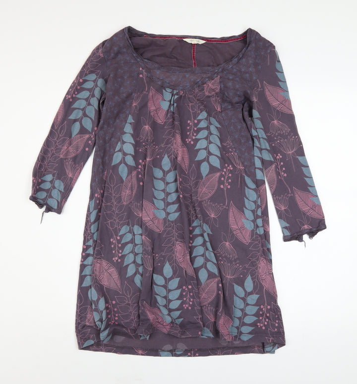 White Stuff Women’s Purple Floral Shift Dress Size 10 3/4 Sleeve