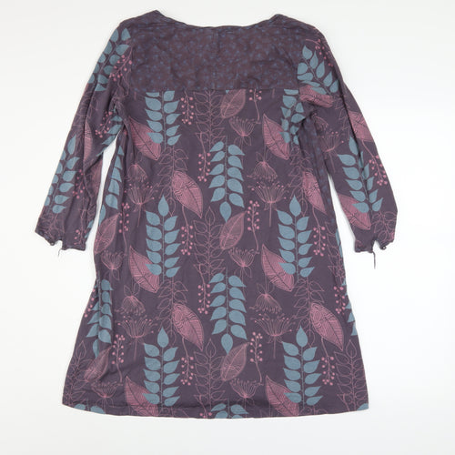 White Stuff Women’s Purple Floral Shift Dress Size 10 3/4 Sleeve