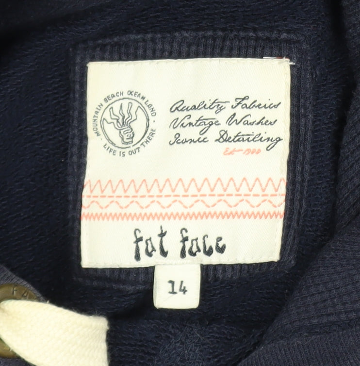 Fat Face Womens Navy Cotton Blend Pullover Hoodie Size 14