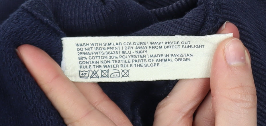 Fat Face Womens Navy Cotton Blend Pullover Hoodie Size 14