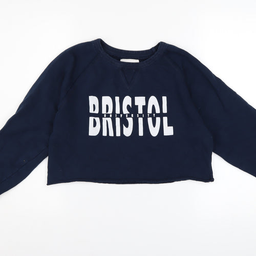 Epona Womens Navy BRISTOL UNIVERSITY Cropped Sweatshirt XS