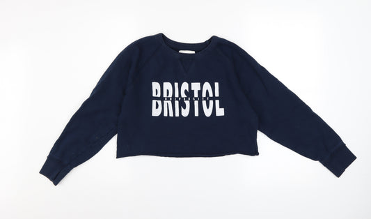 Epona Womens Navy BRISTOL UNIVERSITY Cropped Sweatshirt XS