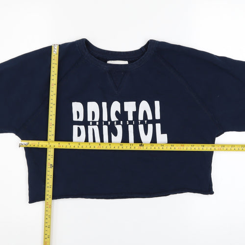 Epona Womens Navy BRISTOL UNIVERSITY Cropped Sweatshirt XS