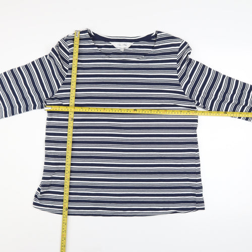 Plum Tree Womens Blue Striped Long Sleeve Cotton T-Shirt UK 14
