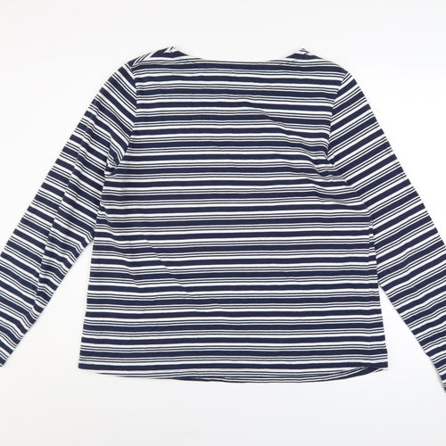 Plum Tree Womens Blue Striped Long Sleeve Cotton T-Shirt UK 14