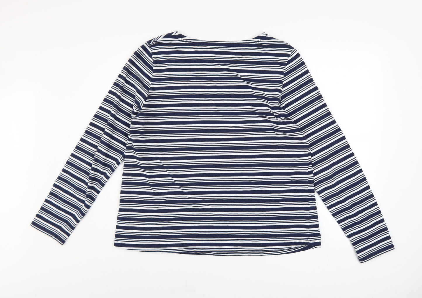 Plum Tree Womens Blue Striped Long Sleeve Cotton T-Shirt UK 14