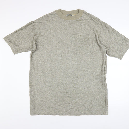 Zara Women Beige Knit Viscose Short Sleeve Crew Neck T-Shirt Size 12