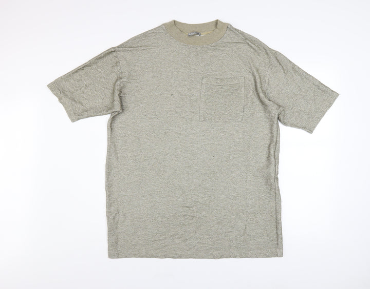 Zara Women Beige Knit Viscose Short Sleeve Crew Neck T-Shirt Size 12