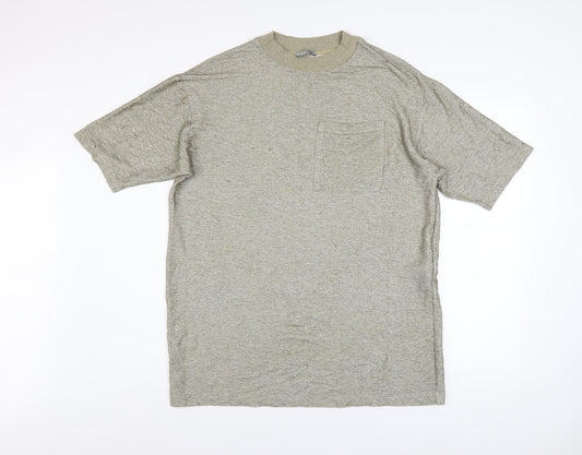 Zara Women Beige Knit Viscose Short Sleeve Crew Neck T-Shirt Size 12