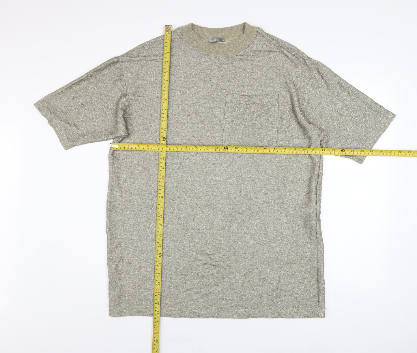 Zara Women Beige Knit Viscose Short Sleeve Crew Neck T-Shirt Size 12
