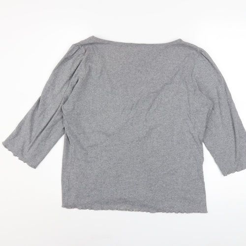 Marks and Spencer Per Una Grey Cotton V-Neck Blouse Size 16