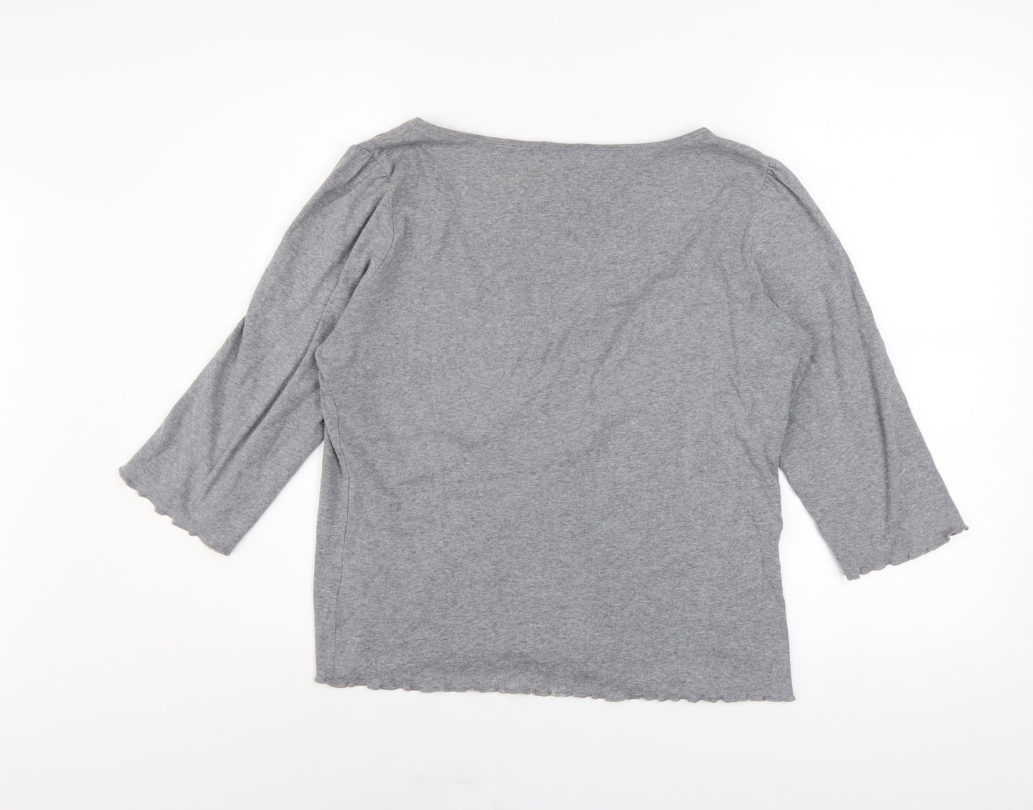 Marks and Spencer Per Una Grey Cotton V-Neck Blouse Size 16