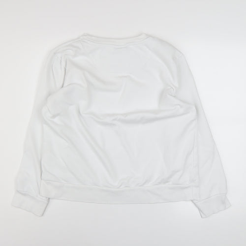 DKNY Women White Cotton Blend Logo Sweatshirt Size M