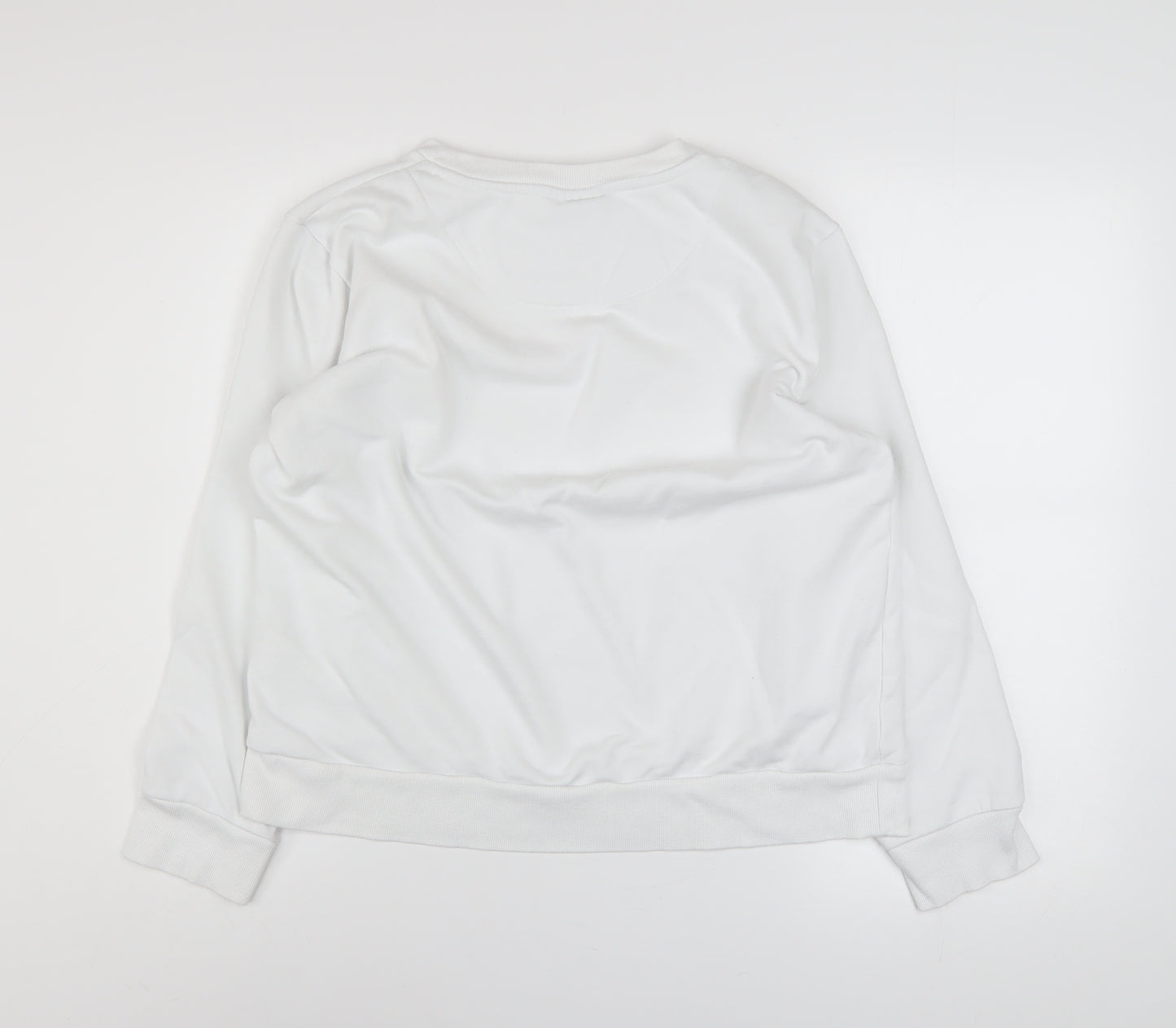 DKNY Women White Cotton Blend Logo Sweatshirt Size M